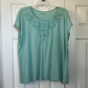Coldwater Creek Women's Green Embroidered Top